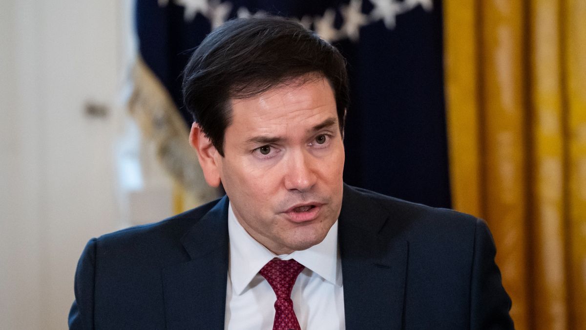 Marco Rubio, US secretary of state, during a meeting with oil executives in the East Room of the White House in Washington, DC, US, on Friday, Jan. 9, 2026. Major US oil executives expressed caution to Donald Trump about reentering Venezuela, even as the president pressured their companies to spend at least $100 billion to revive the country's production following the brazen capture of leader Nicolas Maduro. Photographer: Bonnie Cash/UPI/Bloomberg via Getty Images