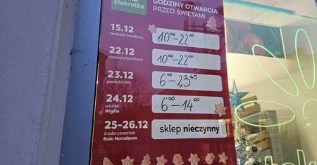 Sklepy we wtorek 24 grudnia 2024. Godziny otwarcia: Biedronka, Lidl, Żabka
