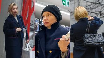 Zadumana Katarzyna Warnke i jej NIEUMALOWANE lico buszują po sklepach (ZDJĘCIA)