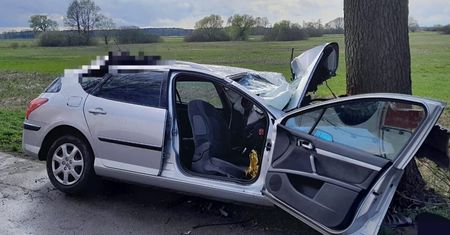 Stężyca. Na prostym odcinku zjechała z drogi i uderzyła w drzewo. Dwie młode osoby nie żyją, trzy trafiły do szpitala