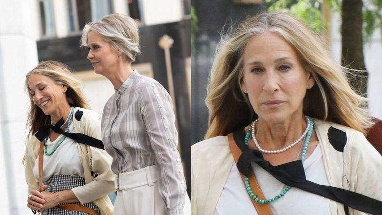 Sarah Jessica Parker i Cynthia Nixon na planie zdjęciowym "And Just Like That"