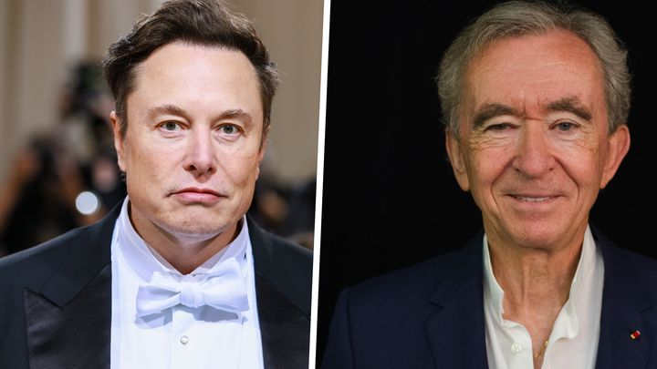 Przewaga Bernarda Arnault (z prawej) nad Elonem Muskim (z lewej) na szczycie listy najbogatszych ludzi świata powiększa się