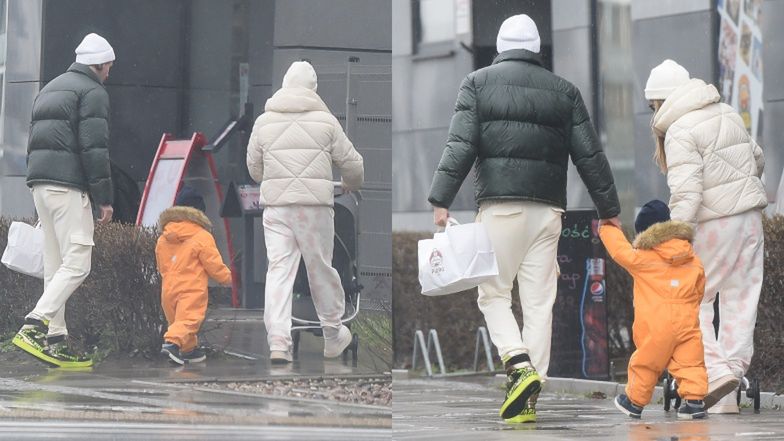 Małgorzata Rozenek i Radosław Majdan na spacerze z Heniem