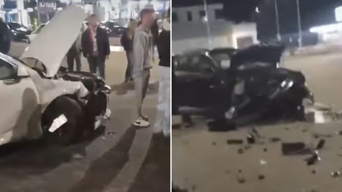 Cztery rozbite auta na przysklepowym parkingu.