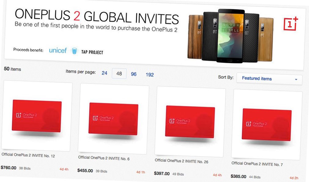 Zaproszenia uprawniające do zakupu OnePlusa 2 na eBayu