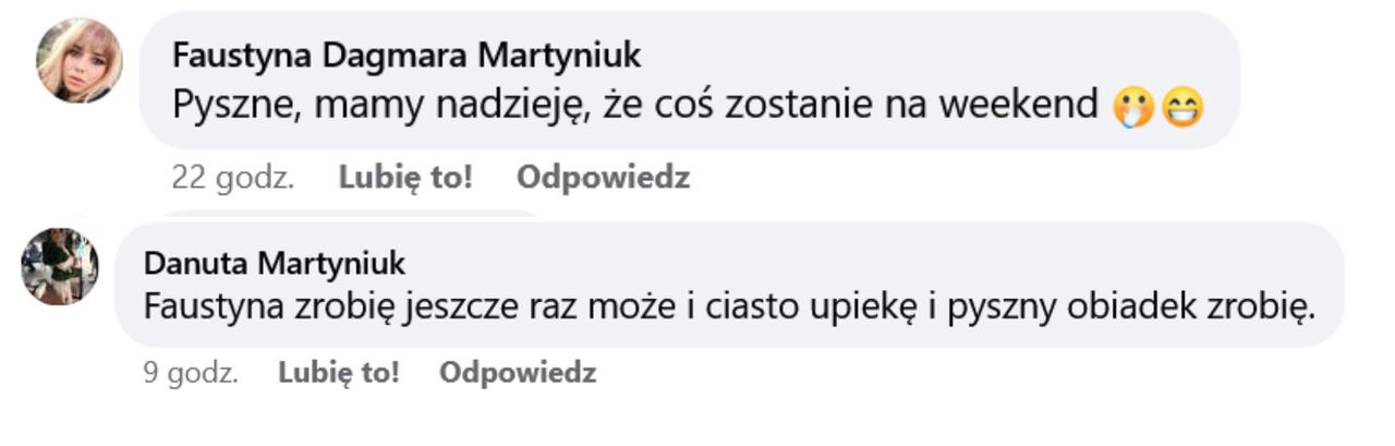 Screeny komentarzy z profilu Danuty Martyniuk