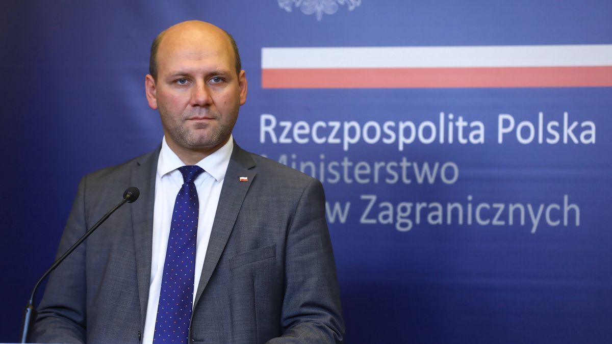 ***ZDJĘCIE ARCHIWALNE*** Na zdjęciu archiwalnym z dnia 09.10.2020 wiceminister spraw zagranicznych Szymon Szynkowski vel Sęk podczas konferencji prasowej w siedzibie MSZ w Warszawie. Szymon Szynkowski vel Sęk zastąpi Konrada Szymańskiego na stanowisku ministra ds. Unii Europejskiej. (jm) PAP/Rafał Guz ***Zdjęcie do depeszy PAP pt. P. Szrot: prezydent powoła w czwartek Szymona Szynkowskiego vel Sęka na ministra ds. UE***