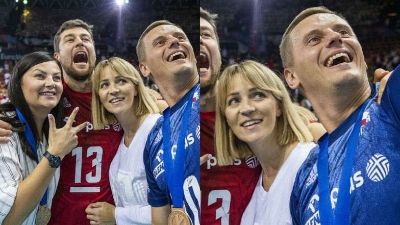 Żony i partnerki gratulują siatkarzom po meczu Polska - Serbia( News, Fot: ANDRZEJ IWANCZUK)