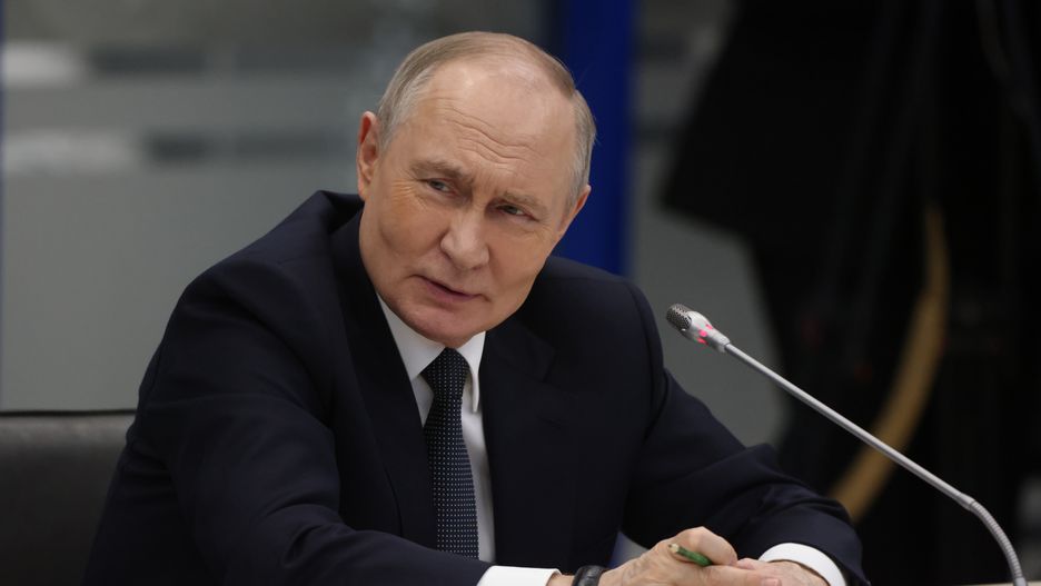 MURMANSK, RUSSIA - MARCH 26 (RUSSIA OUT) Russian President Vladimir Putin speaks while visiting a military base of nuclear fleet, March 26, 2025, in Murmansk, Russia. Putin is having a one-day trip to Murmansk. (Photo by Contributor/Getty Images)
