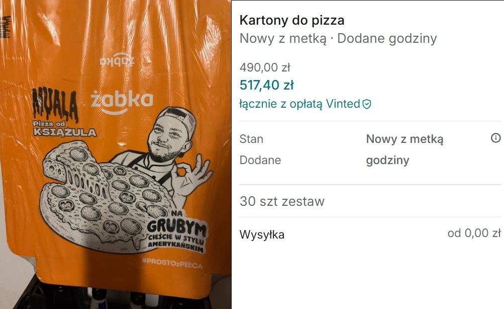 Oferta sprzedaży kartonu po "Muala Pizzy"