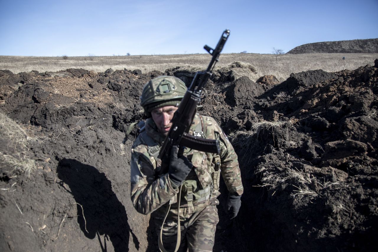 Ukrainian soldier during training in Donetsk Oblast, February 2024