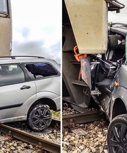 Auto zgasło mu na torach. Po chwili uderzył w nie pociąg