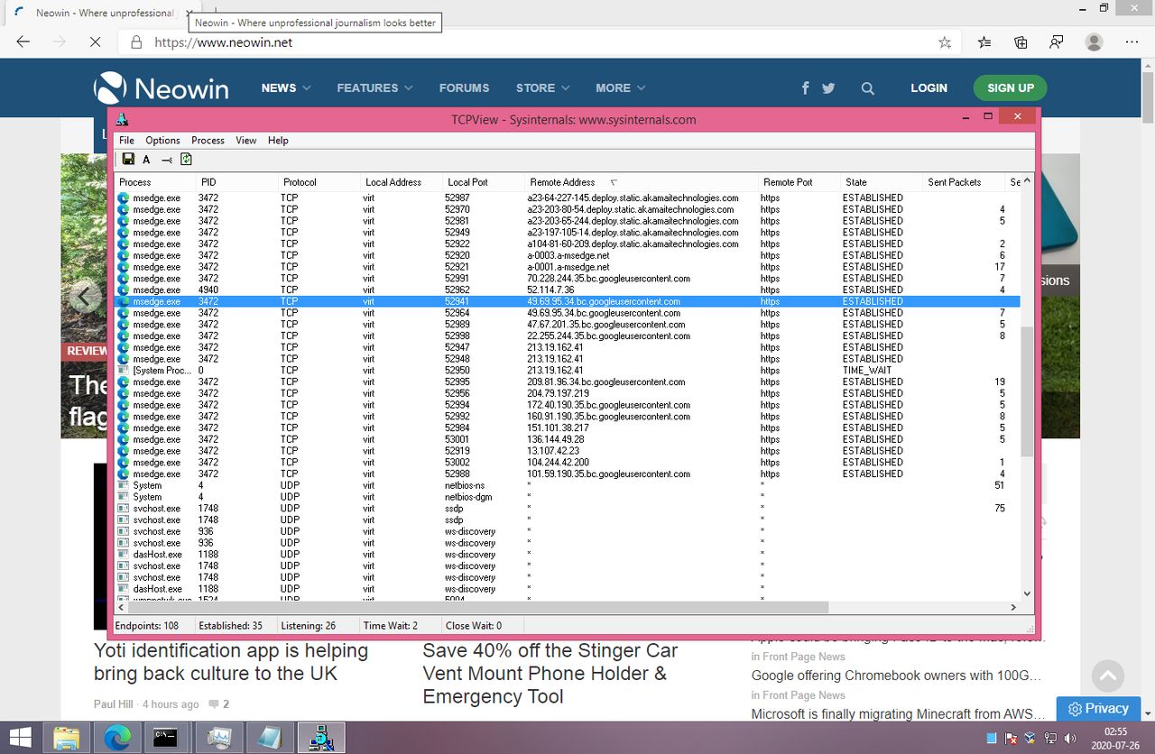 Edge połączył się z tym serwerem Google po IP. Jutro ten IP może już nie działać. Blokada DNS daje niewiele, adres został rozwiązany wstecznie