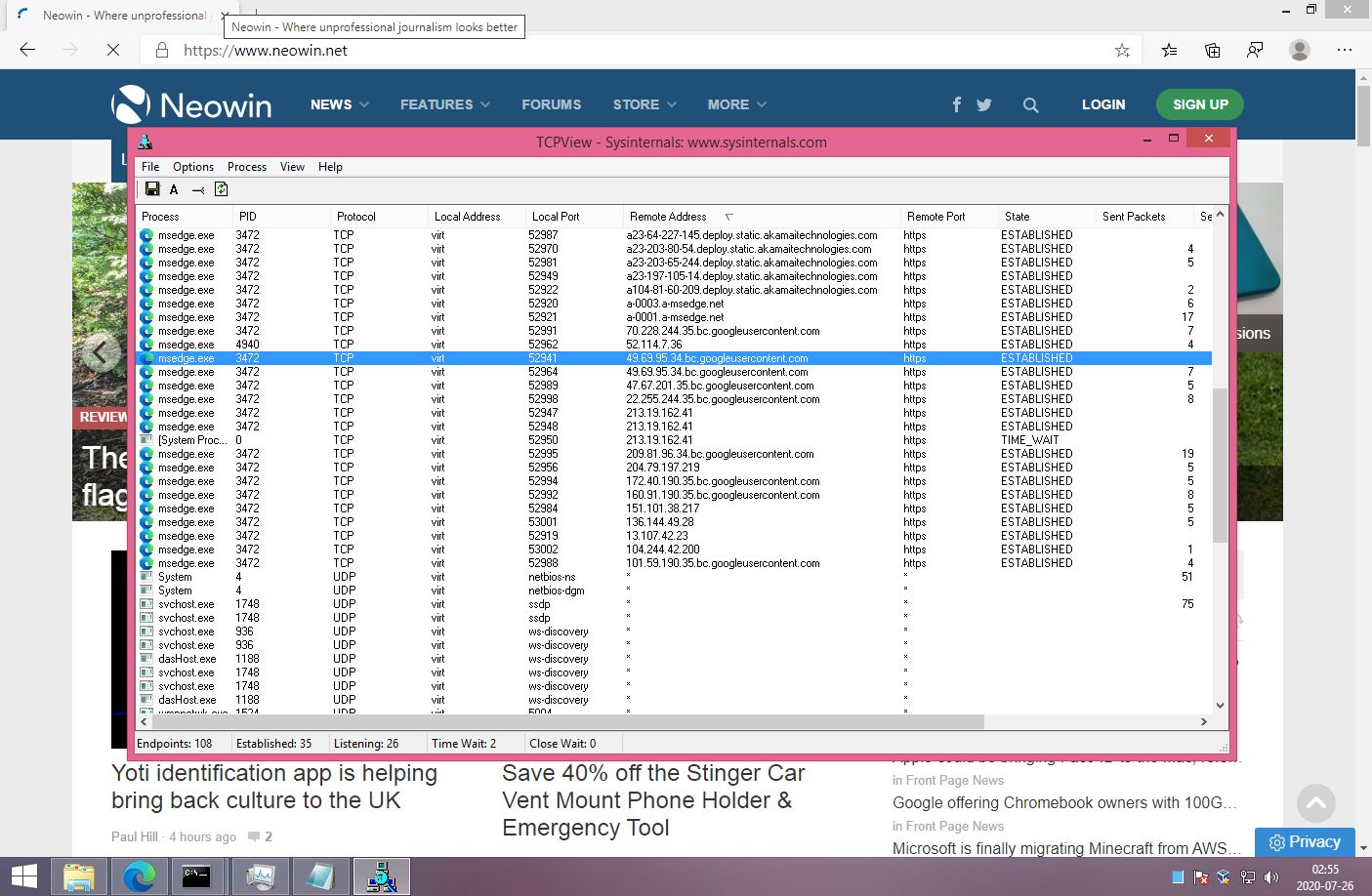 Edge połączył się z tym serwerem Google po IP. Jutro ten IP może już nie działać. Blokada DNS daje niewiele, adres został rozwiązany wstecznie