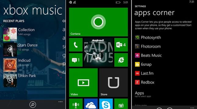 Zmiany w Xbox Music, nowy kafelek Xbox Music, Apps Corner