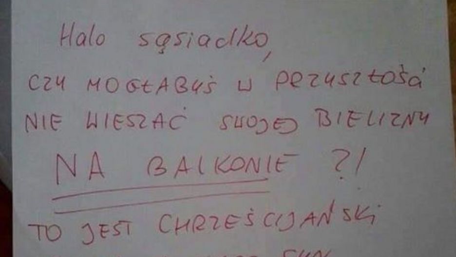 Liścik od oburzonej sąsiadki wywołał dyskusję