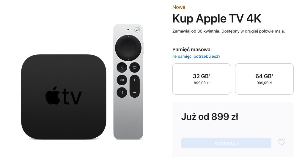 Apple TV 4K drugiej generacji - ceny