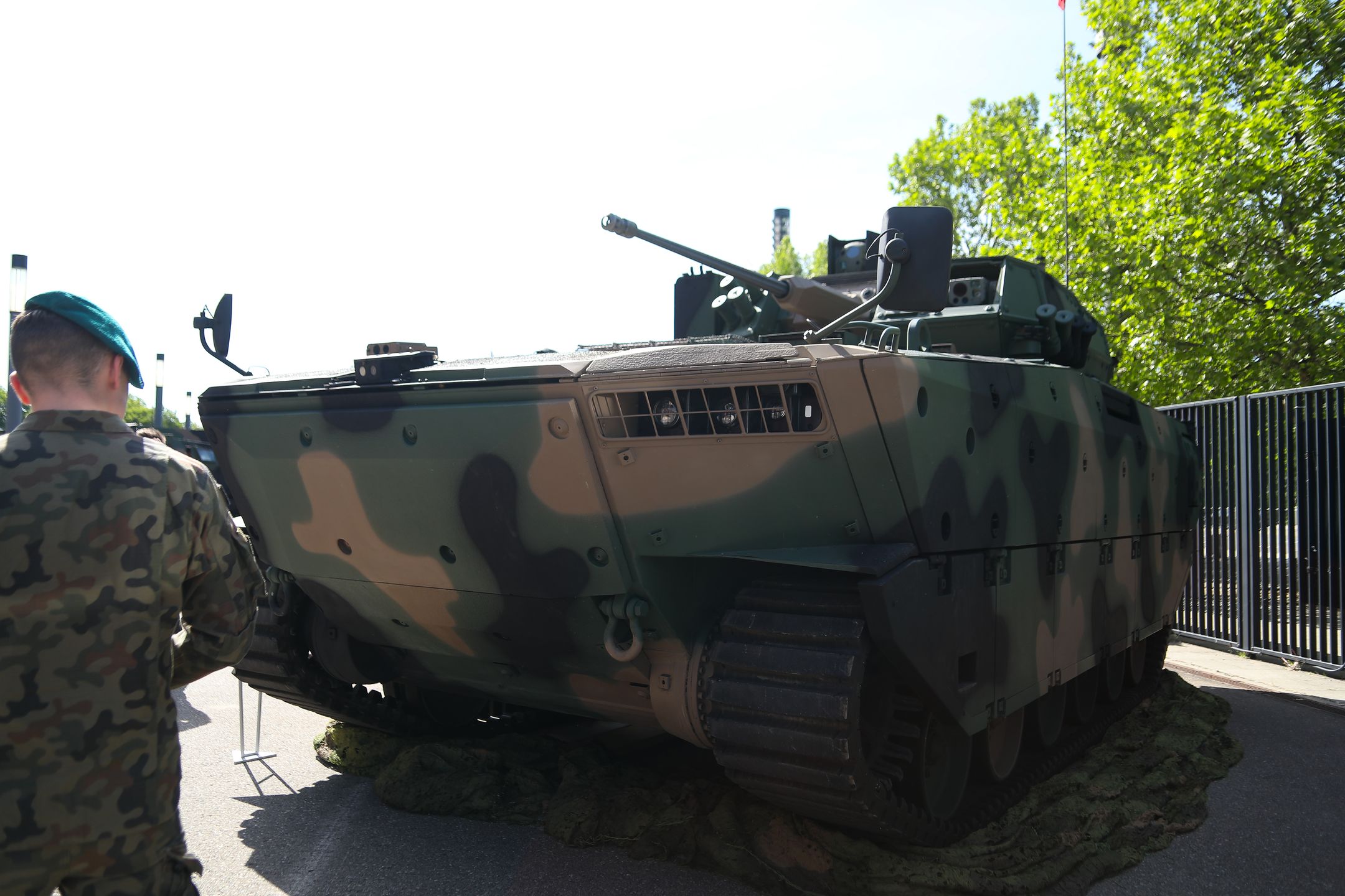 The new BORSUK Amphibious Infantry Fighting Vehicle integrates with the ZSSW-30 combat turret during the exhibition of the Polish Armed Forces and the Polish Arms Industry at Defence24Days at the PGE National Stadium on May 7, 2025, in Warsaw, Poland. A two-day exhibition of the Polish Armed Forces and Polish Arms Industry organizes as part of Defence24Days at the PGE National Stadium. During the exhibition, visitors can see armored vehicles and advanced air defense systems up close. The main event features lectures and exhibitor stands. (Photo by Klaudia Radecka/NurPhoto via Getty Images)