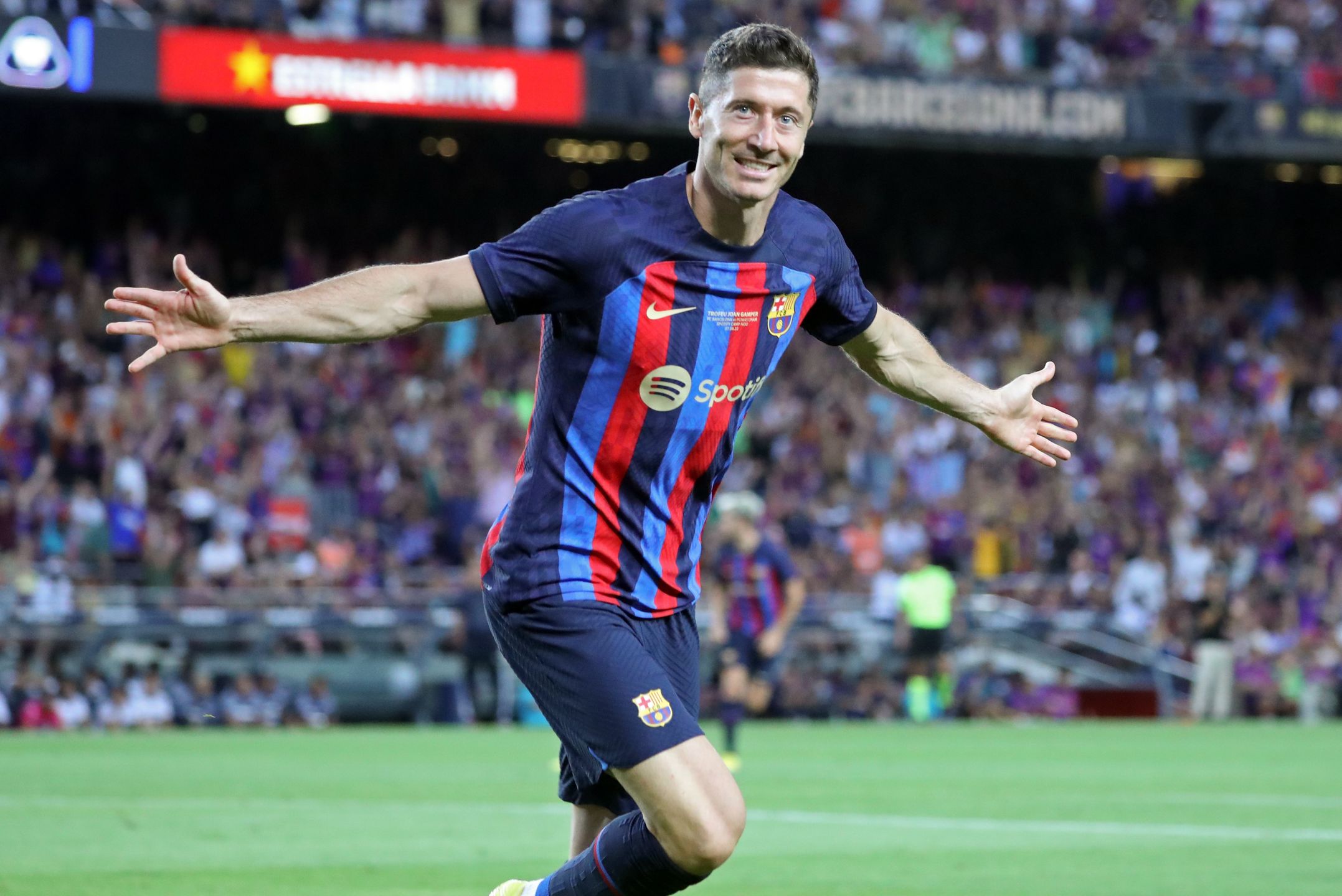 Robert Lewandowski podczas meczu FC Barcelona