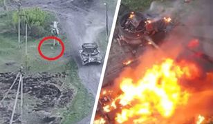 Eksplozja wyrwała wieżyczkę. Przerażające nagranie z frontu