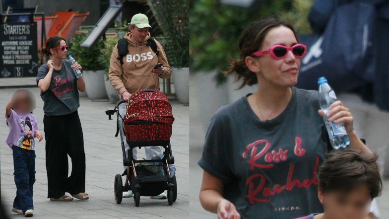 Olga Bołądź z rodziną w Sopocie