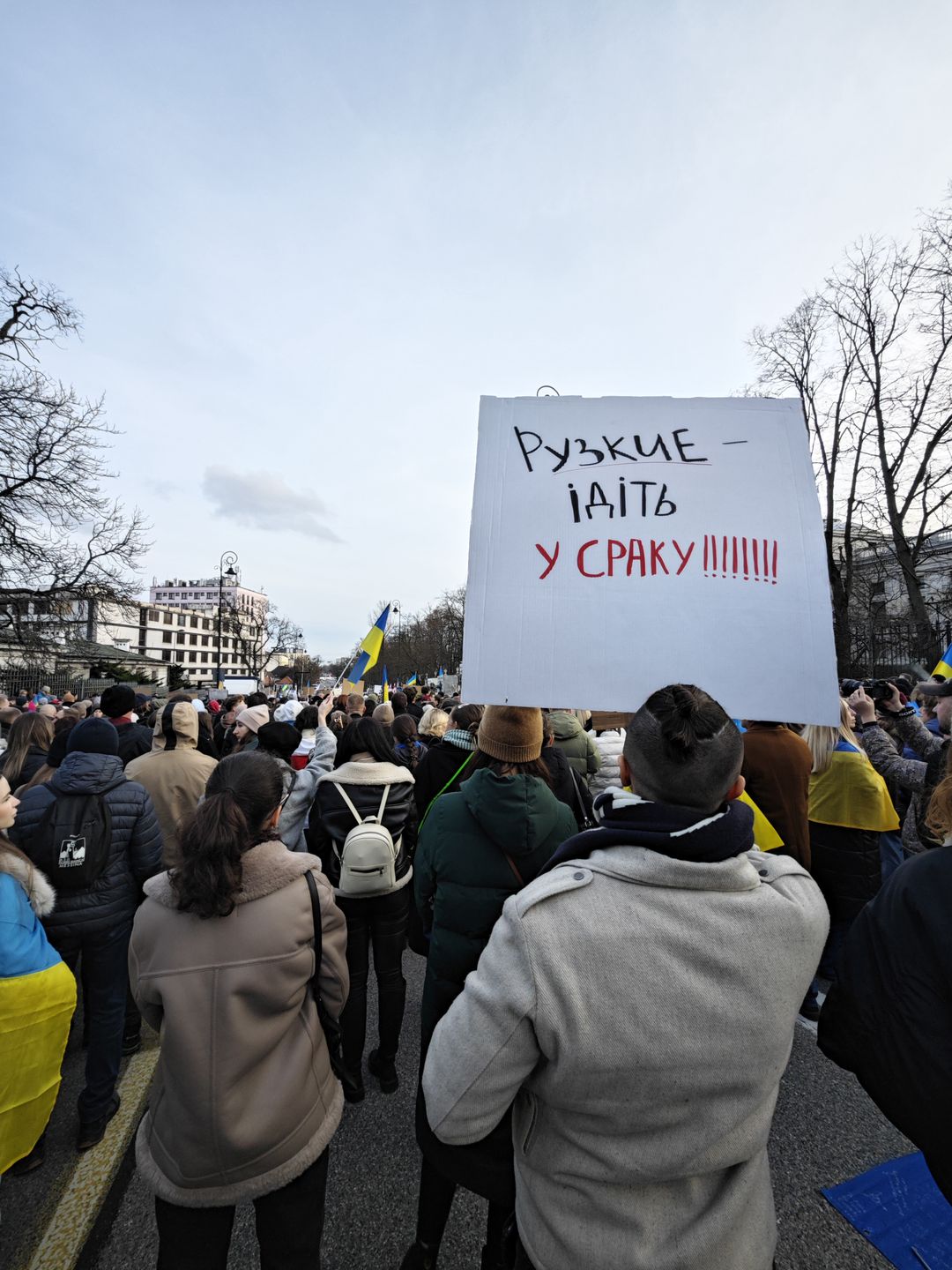 Protest przed ambasadą Rosji.