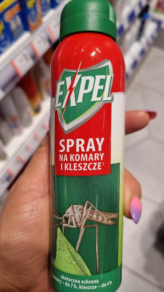 Expel na komary i kleszcze. Skład: DEET 15 proc. 