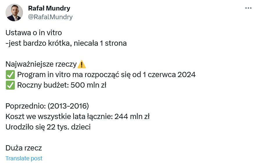 Ekonomista podliczył, ile dotychczas kosztowało in vitro i jaki odniosło efekt