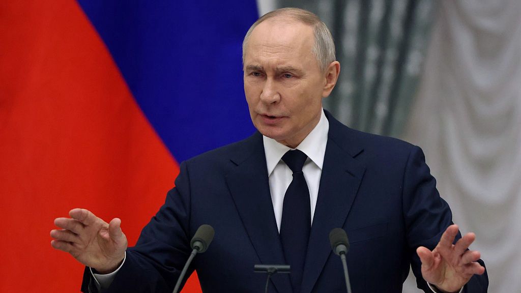 Russian President Vladimir Putin Participates In An Award Ceremony At The KremlinMOSCOW, RUSSIA - DECEMBER 24: Russian President Vladimir Putin gestures during an award ceremony at the Kremlin, on December 24, 2025 in Moscow, Russia. Putin awarded four dozens artists, actors, film directors, entrepreneurs and other persons prior to the celebrations of 2025 New Year's Eve. (Photo by Contributor/Getty Images)Contributor
