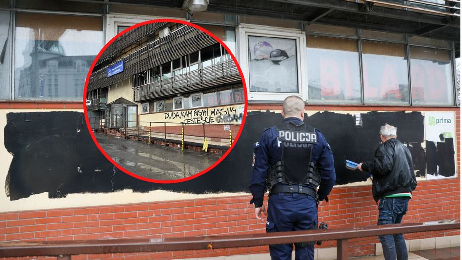 Policja interweniuje w sprawie napisu na siedzibie PiS.