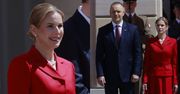 Marta Nawrocka w krwistoczerwonej stylizacji przyciąga wzrok na obchodach Dnia Flagi (ZDJĘCIA)