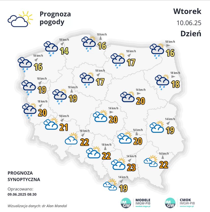 Prognoza IMGW na wtorek