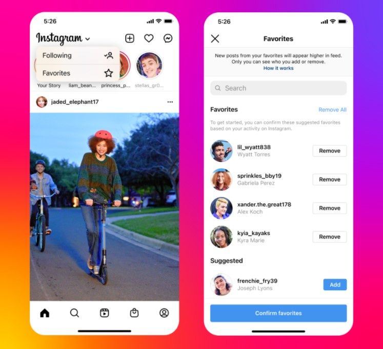 Lista ulubionych na Instagramie
