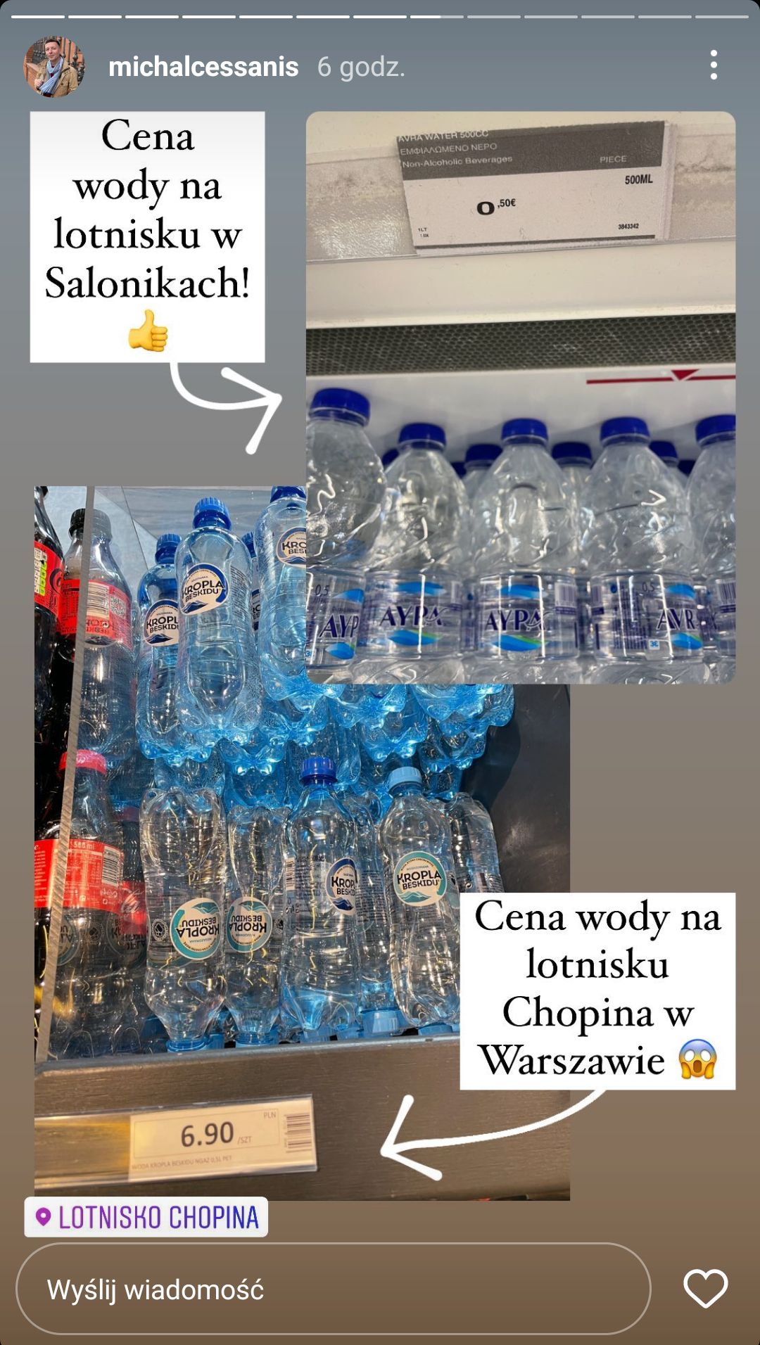 Cena wody na greckim lotnisku jest niższa niż w Polsce 