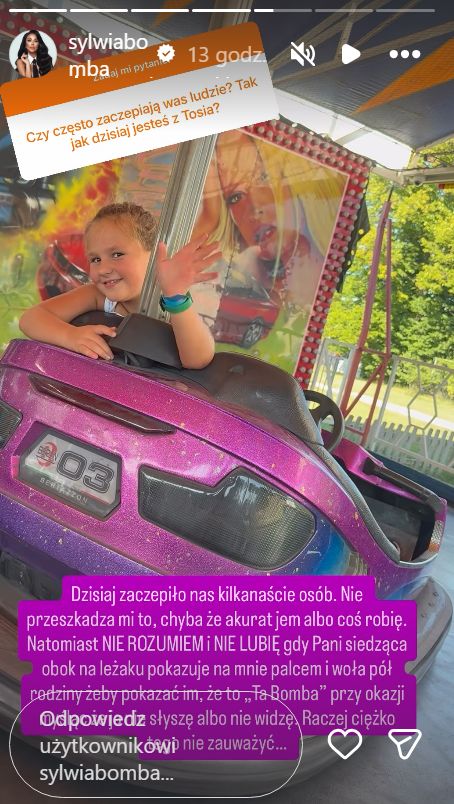 Sylwia Bomba o incydencie z fanką
