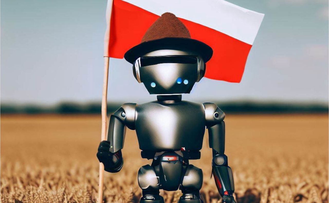 Robot z polską flagą