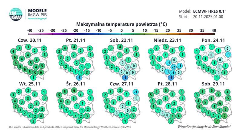 Prognozowana pogoda na najbliższe 10 dni