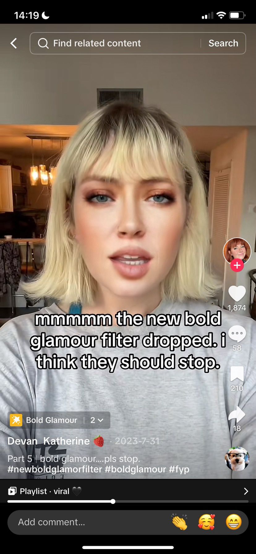"Bold Glamour" filter