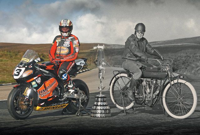 Bardzo ciekawe zestawienie teraźniejszego obrazu wyścigów i tego z przeszłości. Po lewej John McGuinness.