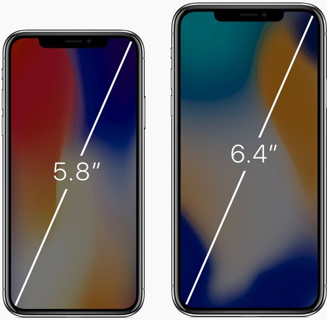Wizualizacja iPhone'a X w dwóch rozmiarach
