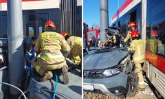 Dramatyczny wypadek w Gdańsku. Kierowca zakleszczony