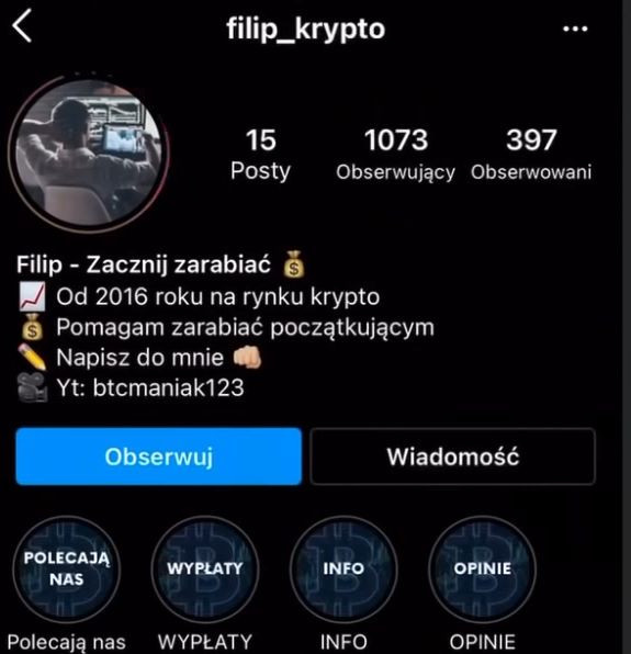 Profile na IG, które namawiają użytkowników do "szybkiego zarobku"