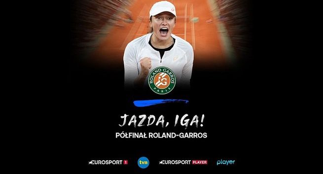 Półfinałowy mecz Igi Świątek w Roland-Garros w kanałach Eurosport 1 i TVN oraz serwisach Eurosport Player i player.pl