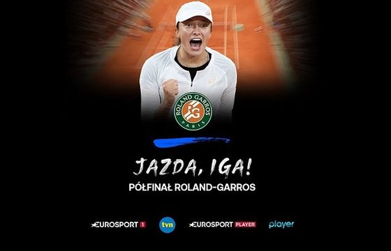Półfinałowy mecz Igi Świątek w Roland-Garros w kanałach Eurosport 1 i TVN oraz serwisach Eurosport Player i player.pl