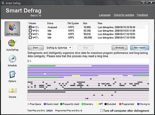 IObit Smart Defrag 1.10 - prosty defragmentator o olbrzymich możliwościach