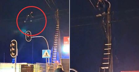 Dziwne zdarzenie w Gubinie. Wszedł na słup i chodził po przewodach