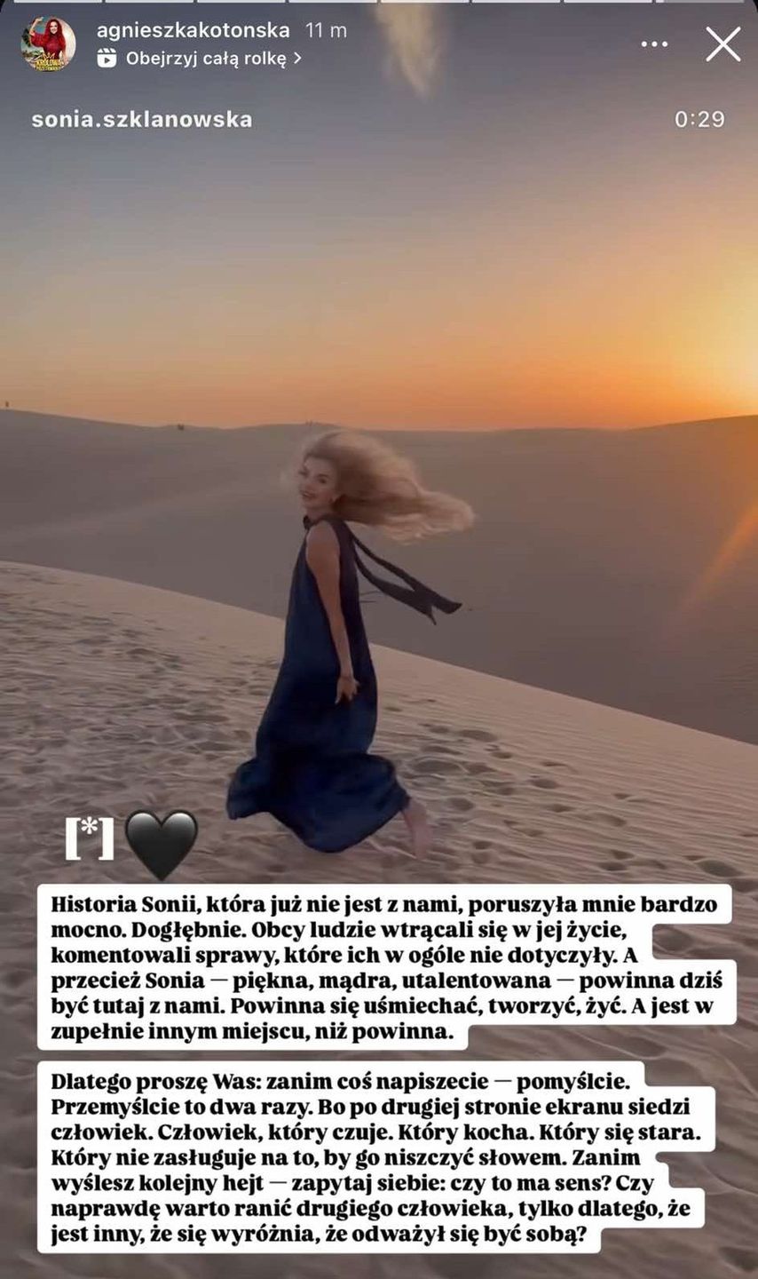 Agnieszka Kotońska żegna Sonię Szklanowską 