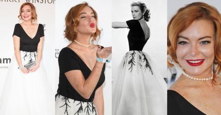 Lindsay Lohan jak Grace Kelly na imprezie w Cannes! (ZDJĘCIA)