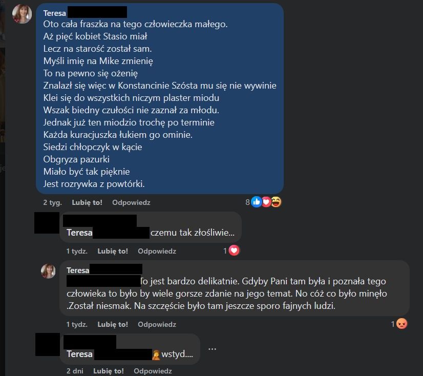 Komentarz Teresy z "Sanatorium miłości"