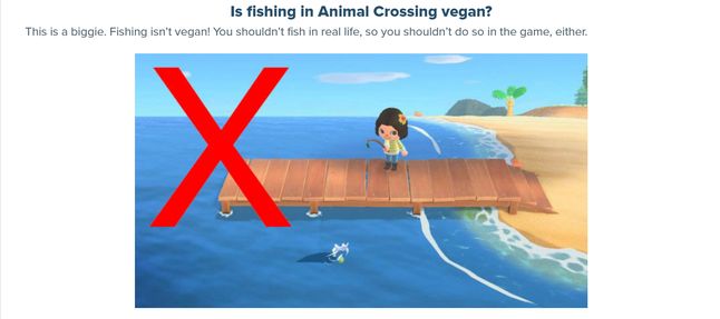 Łowienie ryb przeczy idei weganizmu, a więc PETA nie poleca tego robić w Animal Crossing: New Horizons, fot. PETA